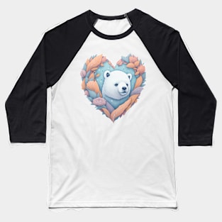 Heart with Feathers and Polar Bear Baseball T-Shirt